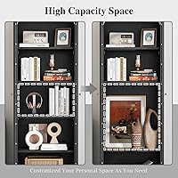 Vista 4 de IRONMIX - Vitrina de exhibición moderna con puertas, gabinete curio de metal con estantes, vitrinas de 180 cm de alto para coleccionables