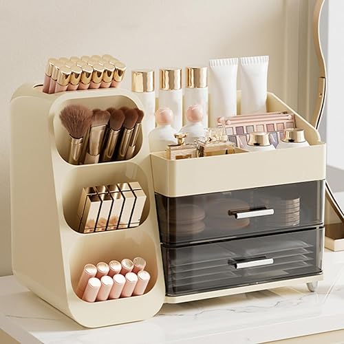 Miniatura 7 de Organizador de maquillaje con cajones, vitrina de cosméticos de gran capacidad para tocador, organizador de almacenamiento de encimera para oficina,