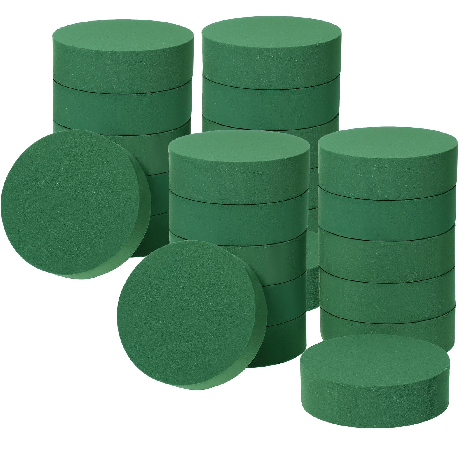 Boao 24 Pieces Round Floral Foam, Wet Floral Foam Bricks Green Flower Foam DIY Flower Arrangement Kit for Wedding, Party Decoration (3 Inch)