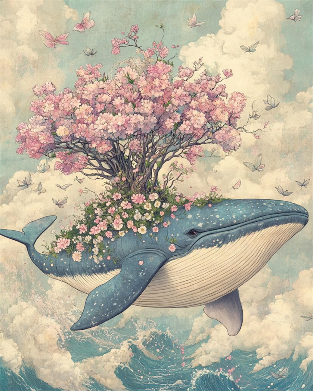 Rkflgew B Diy Embroidery Eads Set Anime Whale 30X40cm