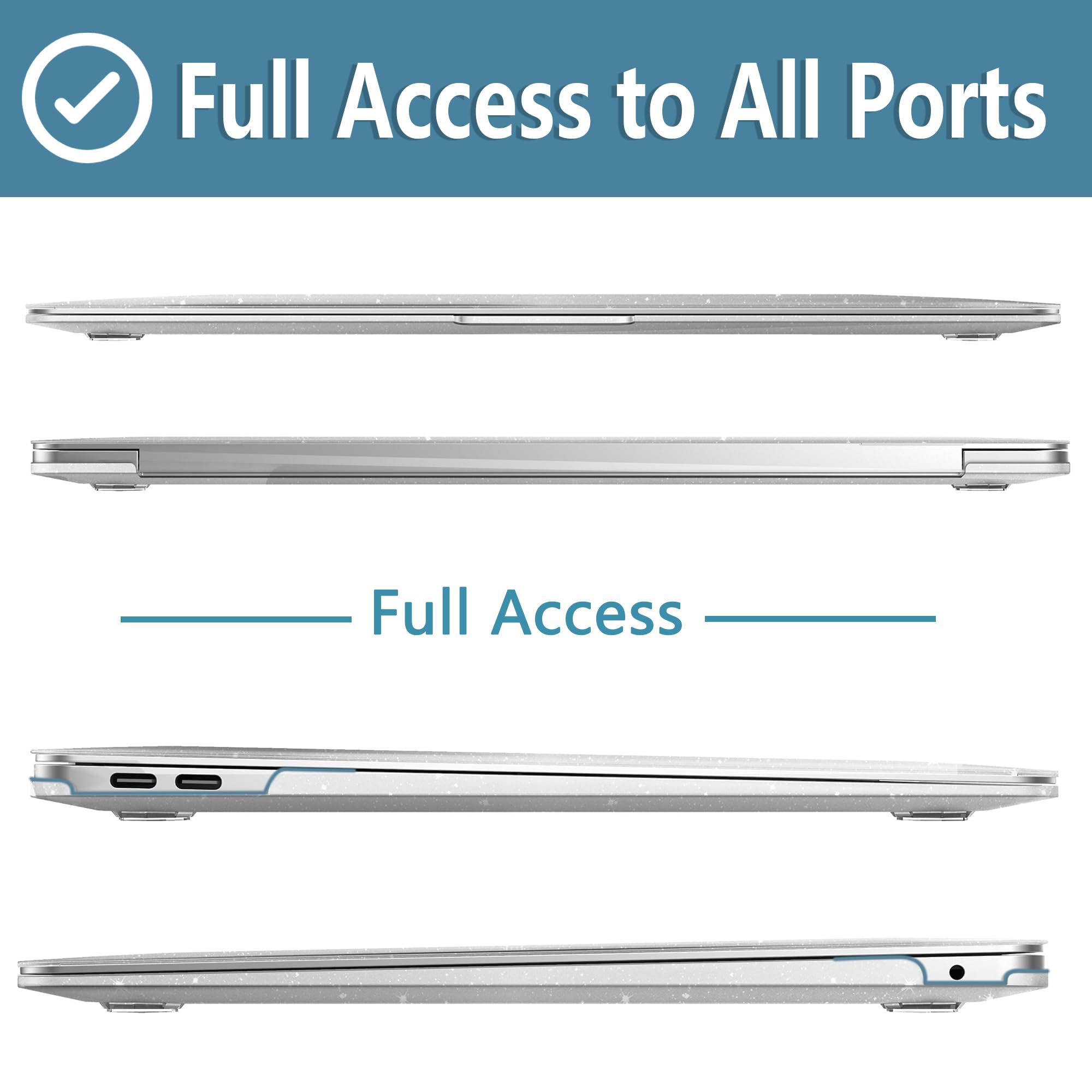 NPUOLS Custodia Protettiva per MacBook Air 13 Pollici Cover 2021 2020 2019 2018 Modello A2337(M1) A2179 A1932, Cristallo Rigide Custodia e Ultra Sottile TPU UE Tastiera Cover (A2337 A2179), Glitter