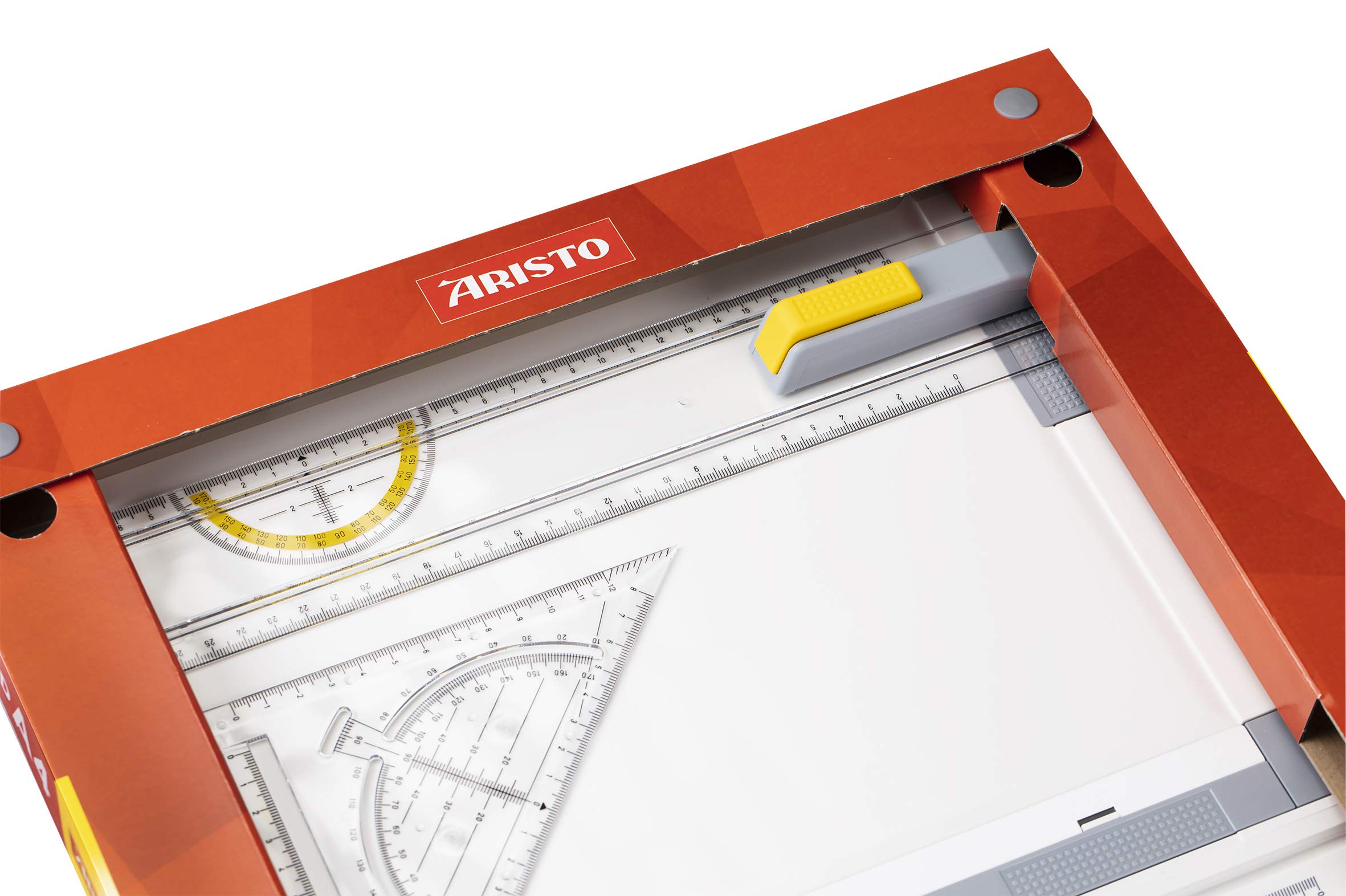 Aristo AR70442 - Tavola da disegno A4 GEO, in plastica resistente agli urti, con triangolo a scatto rapido AR7090, colore: Bianco