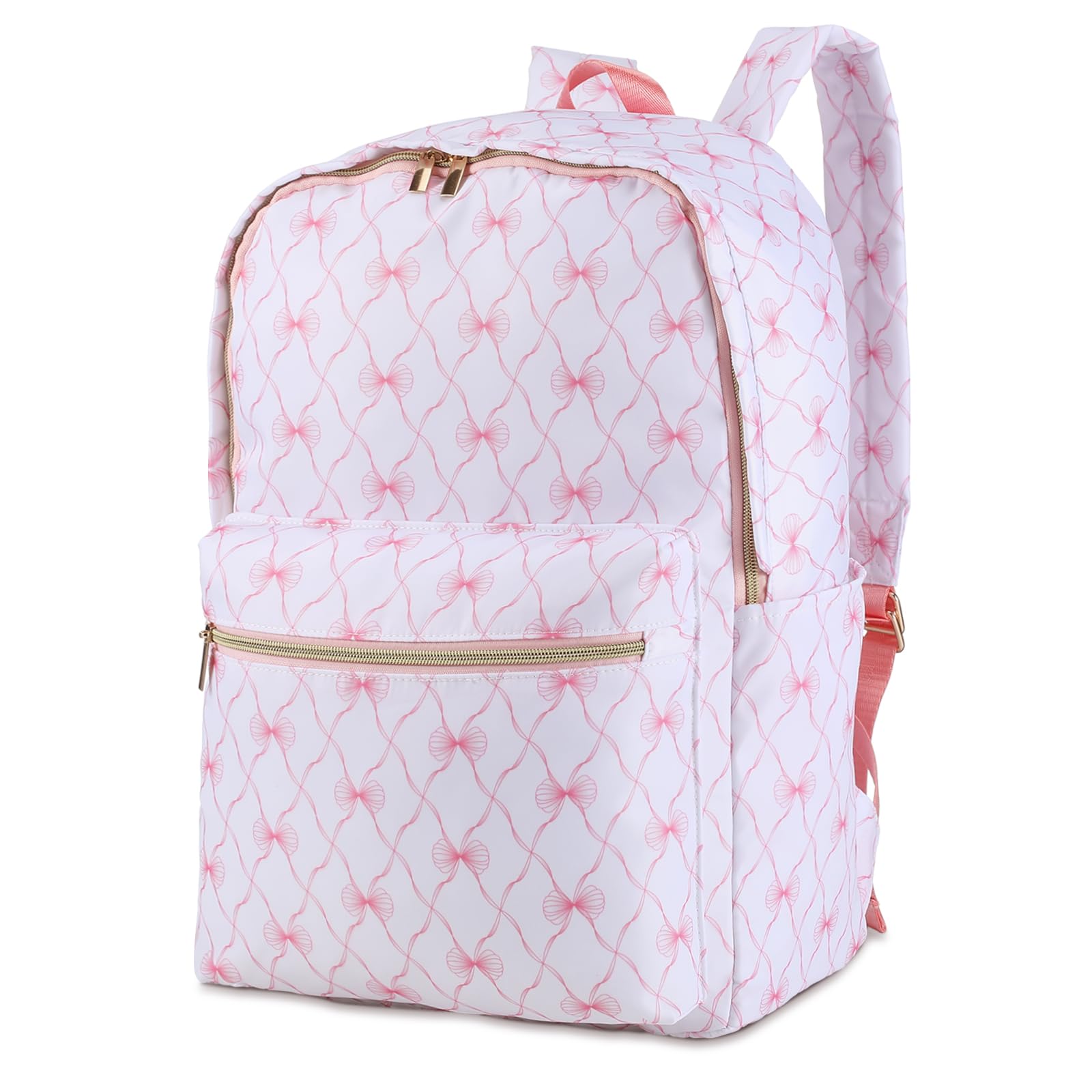 Cosblank Coquette Pink Bow Backpack Preppy Kawaii Backpack Cute Medium Size Laptop Bag for Women, Waterproof Travel Kawaii Daypack
