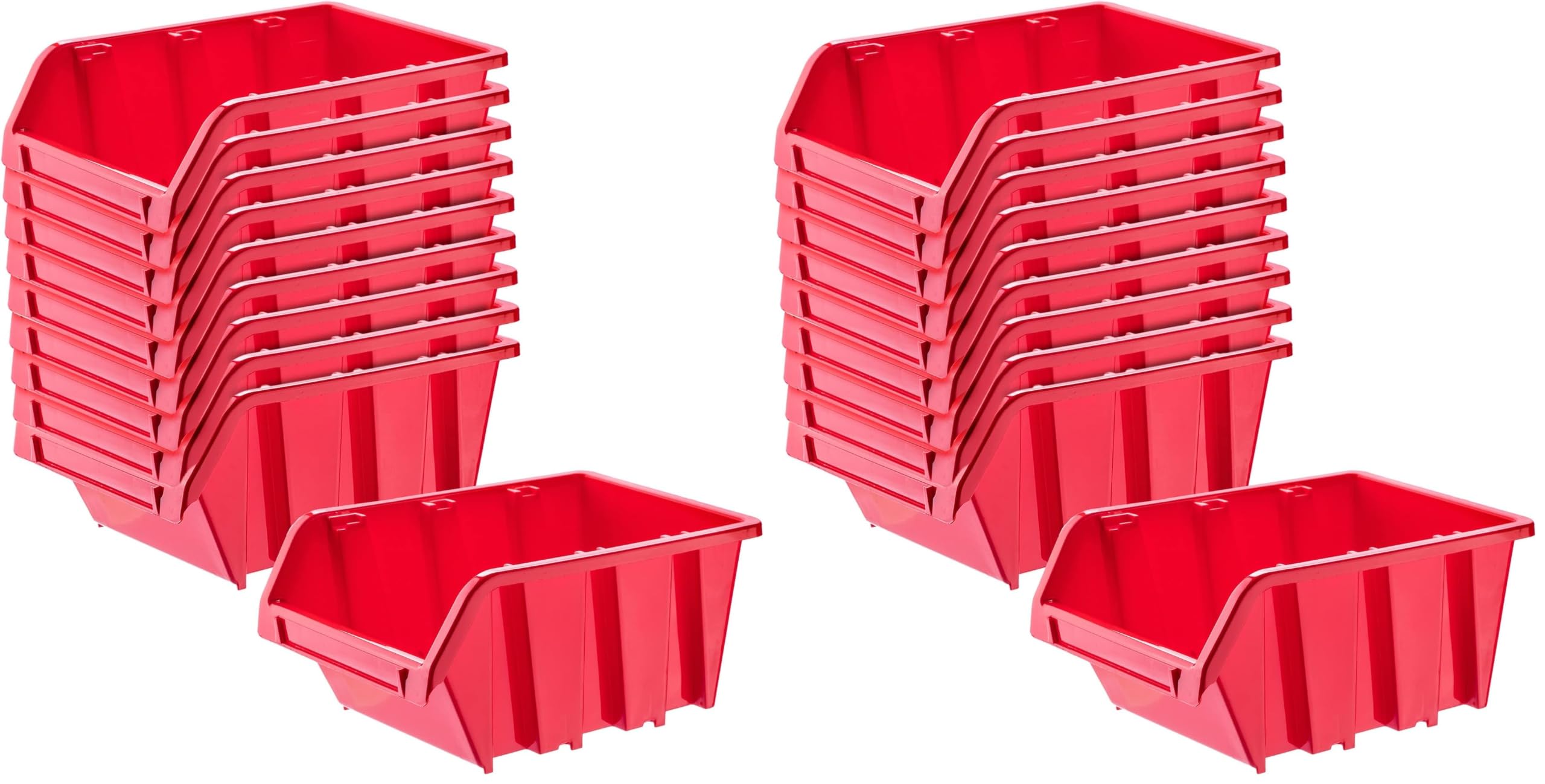 KADAX Contenitori Impilabili Per Pannello Porta Attrezzi da Parete, Cassette di Plastica per Minuteria, Scatole per Officina e Garage (10: Rosso, 195 x 120 mm) (Confezione da 2)