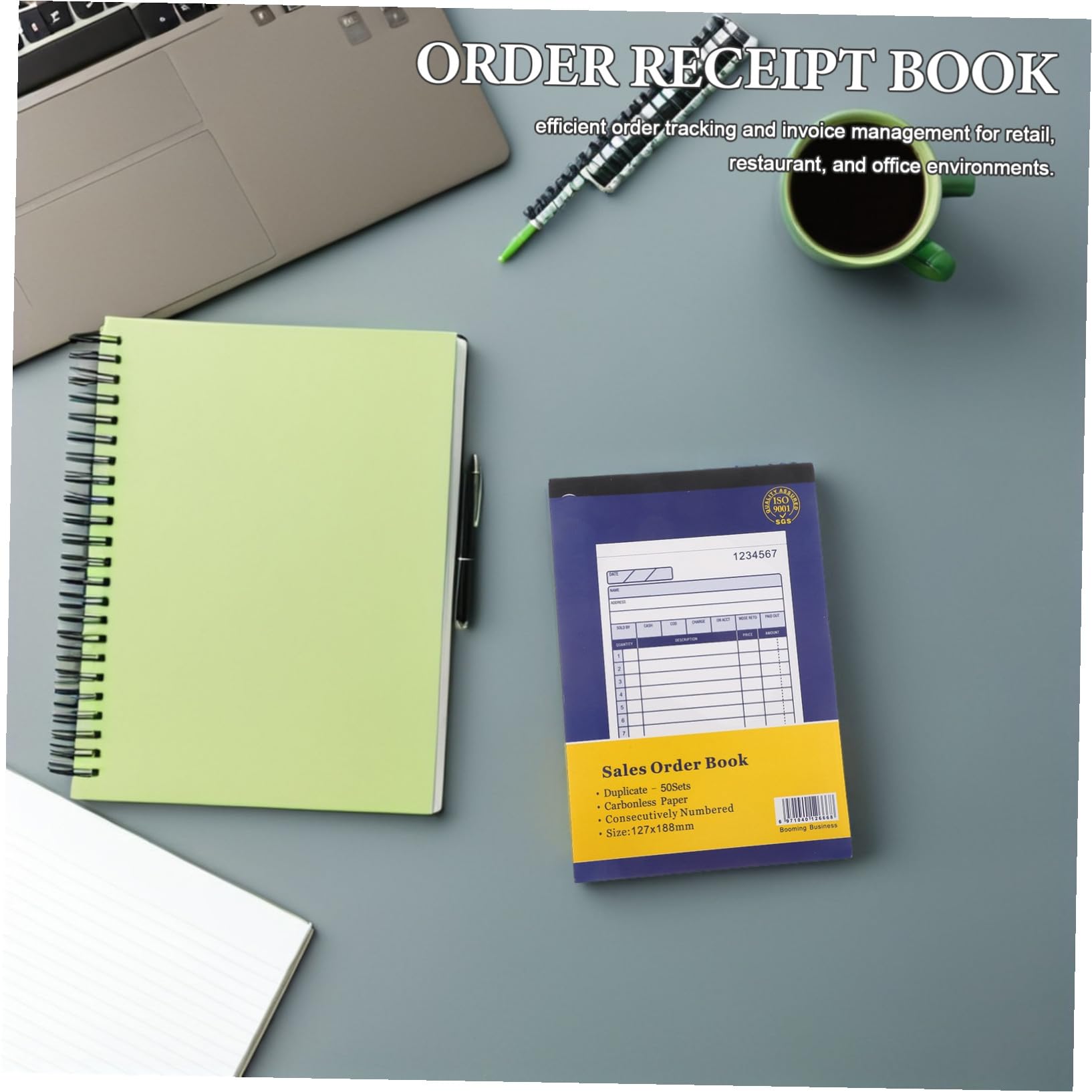5 Piezas Libro de Facturas para Pequeñas Empresas Partes con Copia Automática Registro de Pedidos y Recibos para Gestión Financiera y Seguimiento de Órdenes