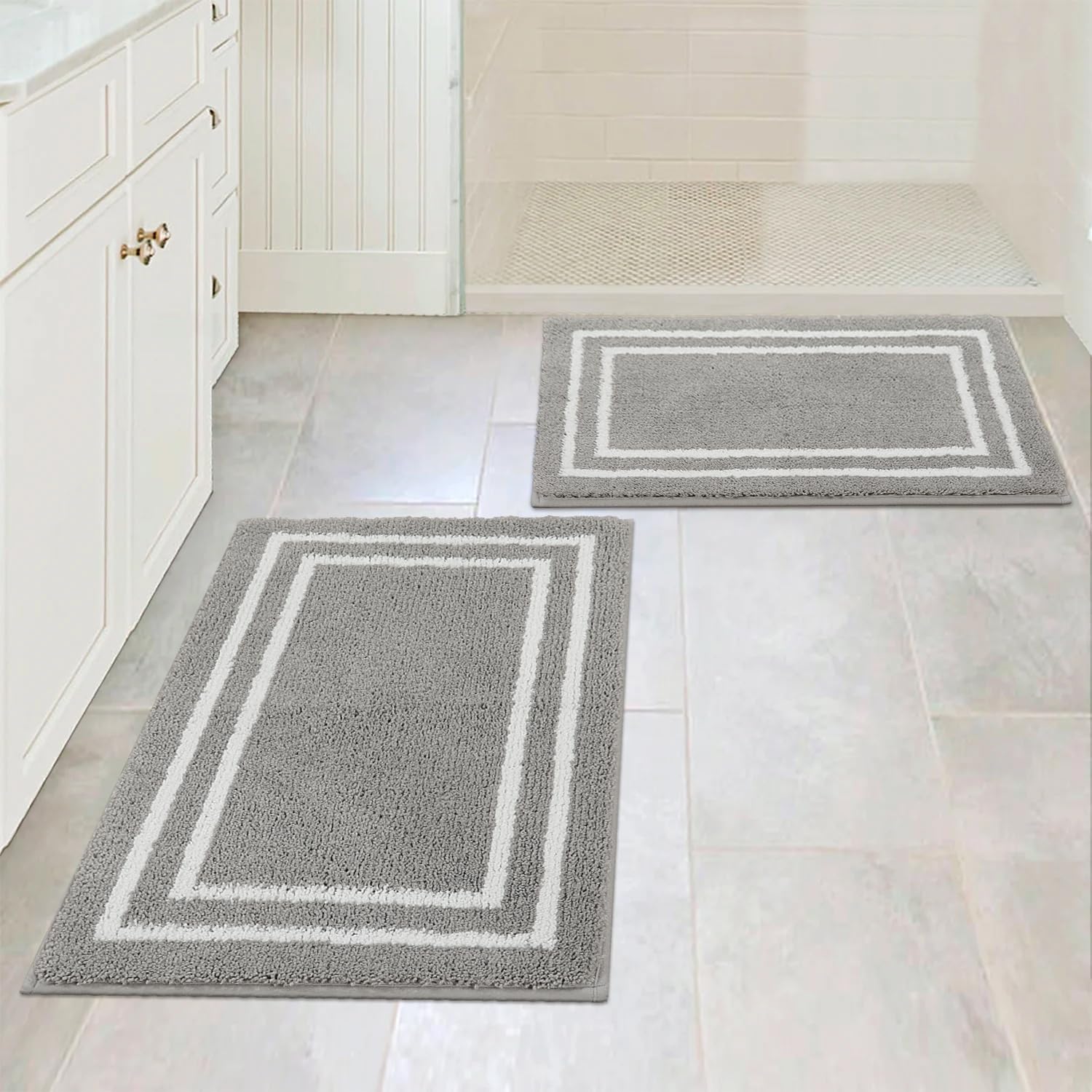 Uphome Bathroom Rugs Sets 2 Piece, Shaggy Comfy Microfiber