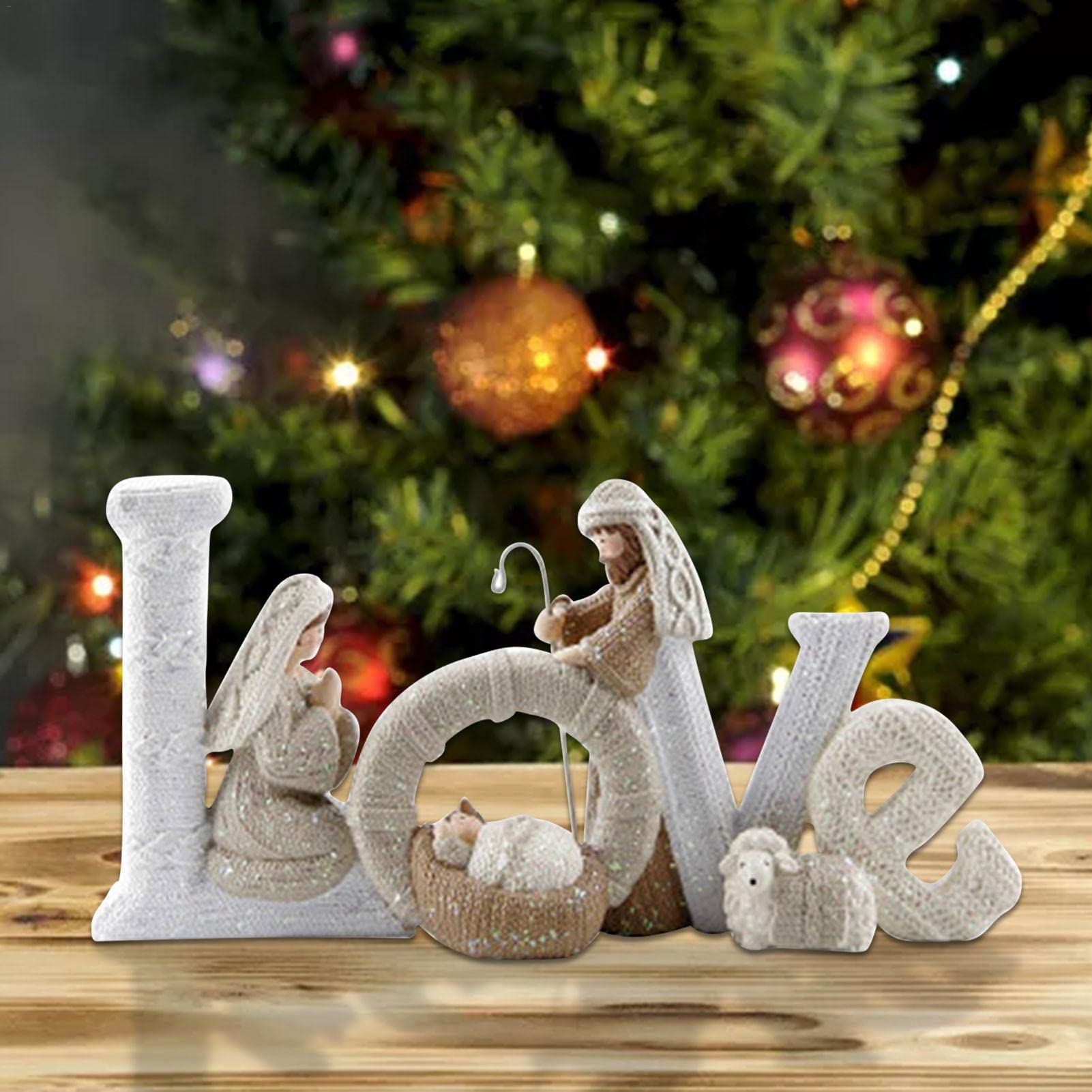 LOVE/FAMILY Holy Family Xmas Nativity Scene 3 Figures For People Who Love The Holy Family, The Healing Corner, Christmas Nativity Set Xmas Decoration, Resin