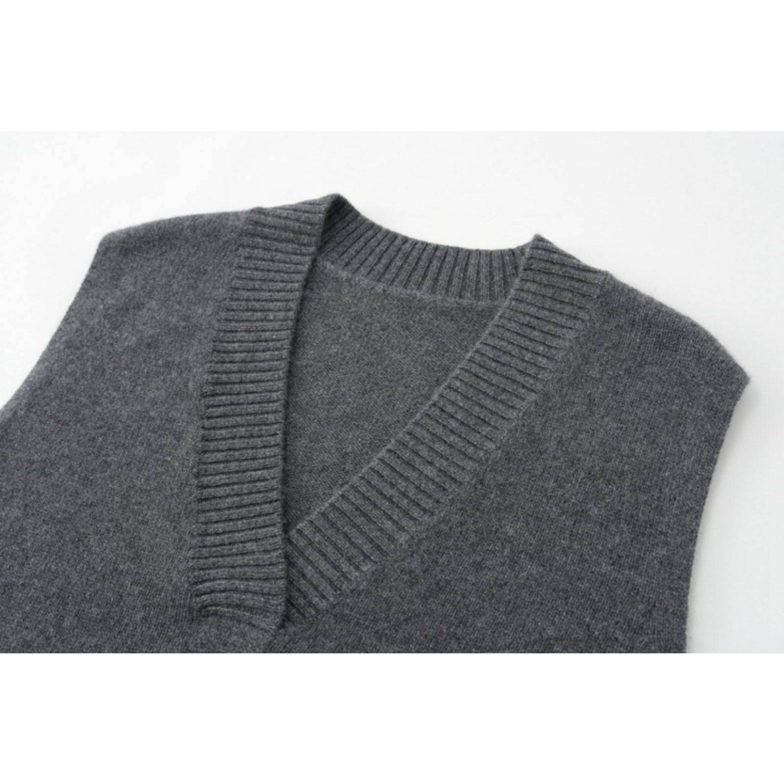 Dawwoti Femme Pulls sans Manches Col V Gilet Sweat Tricot Gilet Top Ourlet irrégulier Couleur Unie