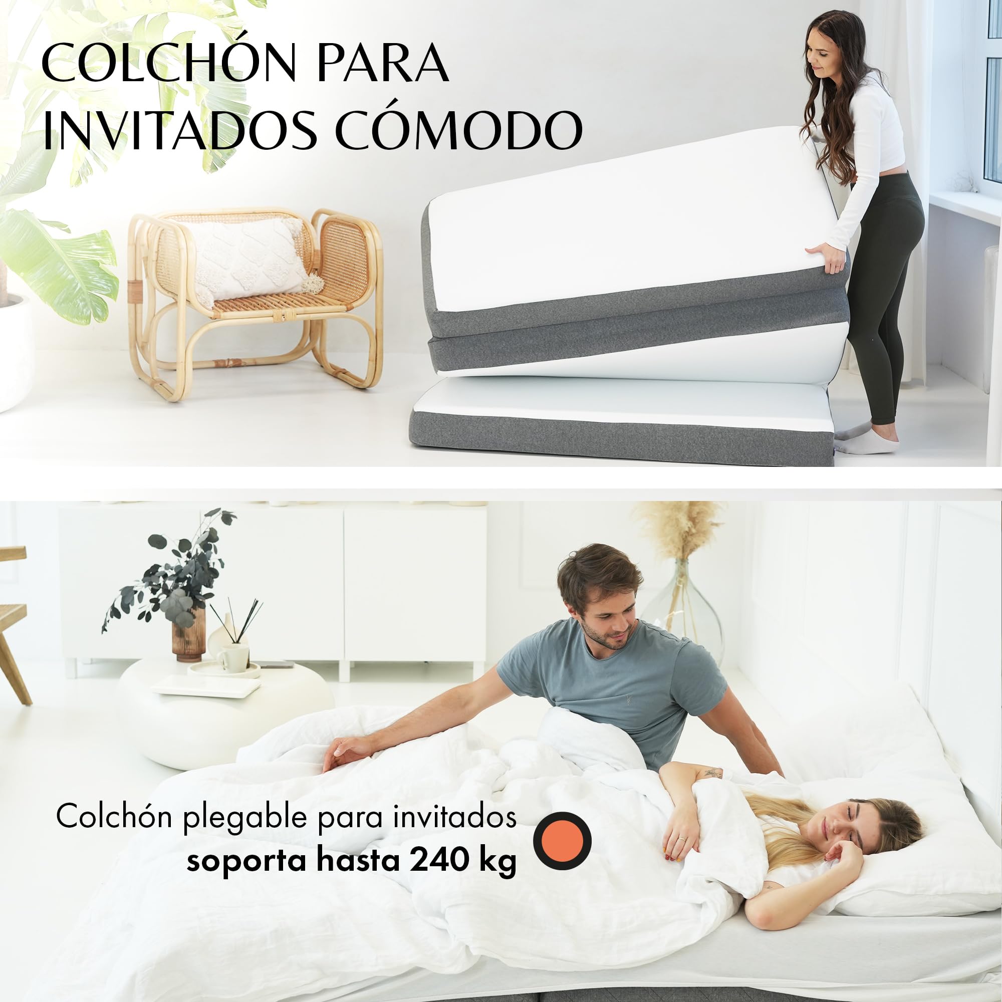 Colchón plegable 140x195 cm, 15 cm – cómodo colchón de invitados, plegable | Colchón plegable cómodo & cama de invitados · no se hunde · plegable, invitados & camping · OEKO-TEX