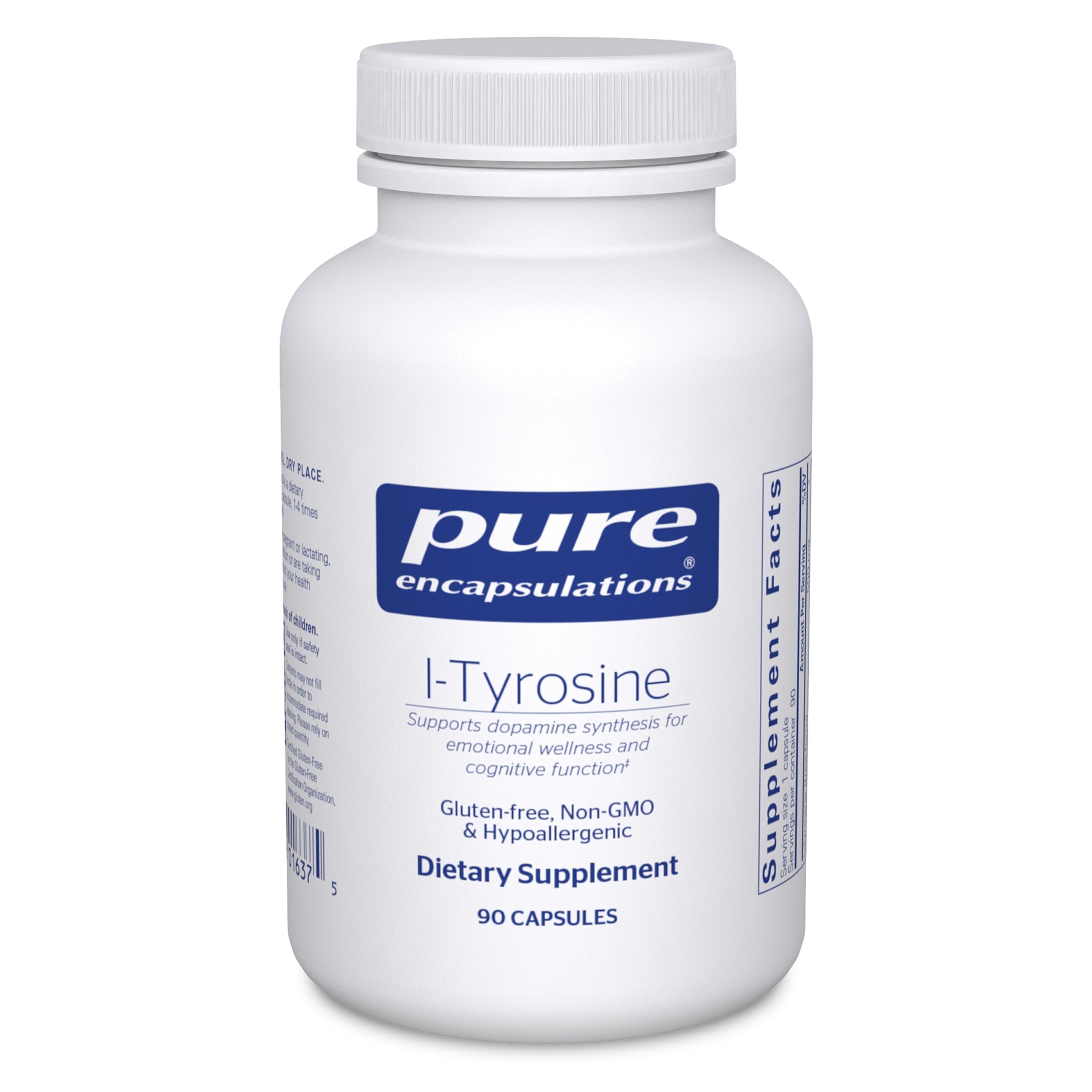 Pure Encapsulations L-Tyrosine - Amino Acid Supplement - for Brain Support, Dopamine & Thyroid Function* - Vegan & Non-GMO - 90 Capsules