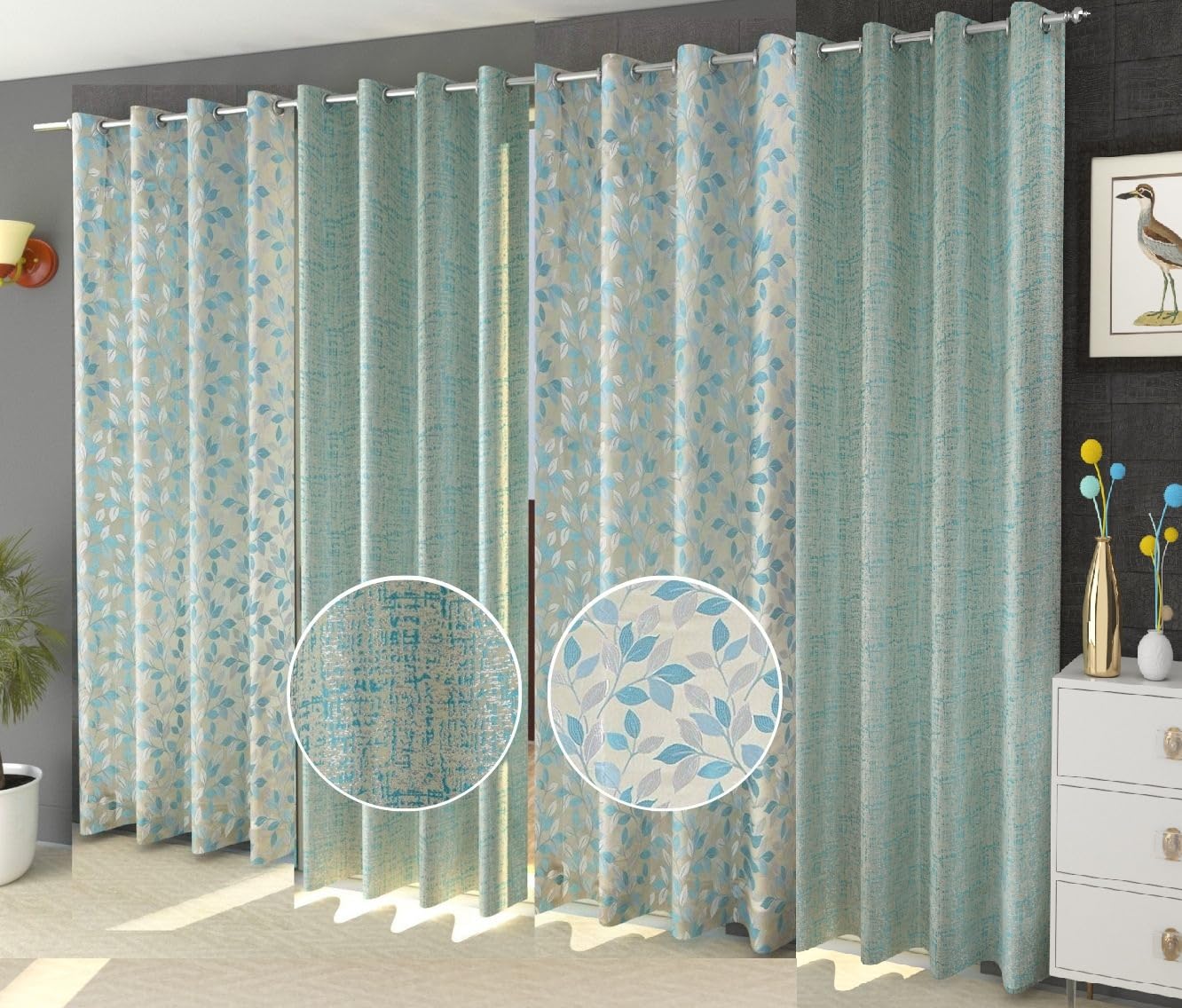See full amazon price history chart for Stuffique Jacquard Polyester Silk 2 Leaves and 2 Texture Eyelet Curtains for Living Room 8 Feet Long Set of 4 (Aqua) Thick Fabric Stuffique Jacquard Polyester Silk 2 Leaves and 2 Texture Eyelet Curtains for Living Room 8 Feet Long Set of 4 (Aqua) Thick Fabric (B0DBN3QD6Y) Amazon Price History, Amazon Price Tracker