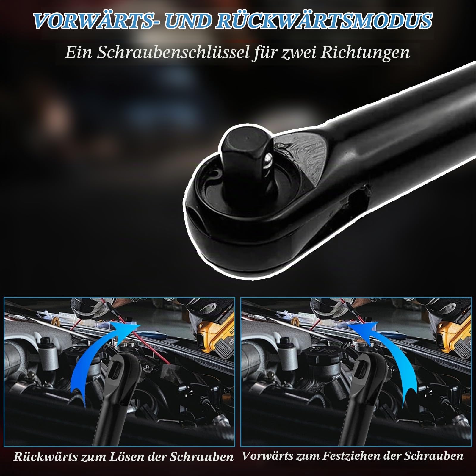 3/8" Verlängerter Akku-Ratschenschlüssel für Makita 18V Akku, 16cm verlängerter Kopf, 80N.M Elektrisch Ratschenschlüssel, Verlängertem Hals Elektrische Ratschenschlüssel Set (Ohne Batterien)