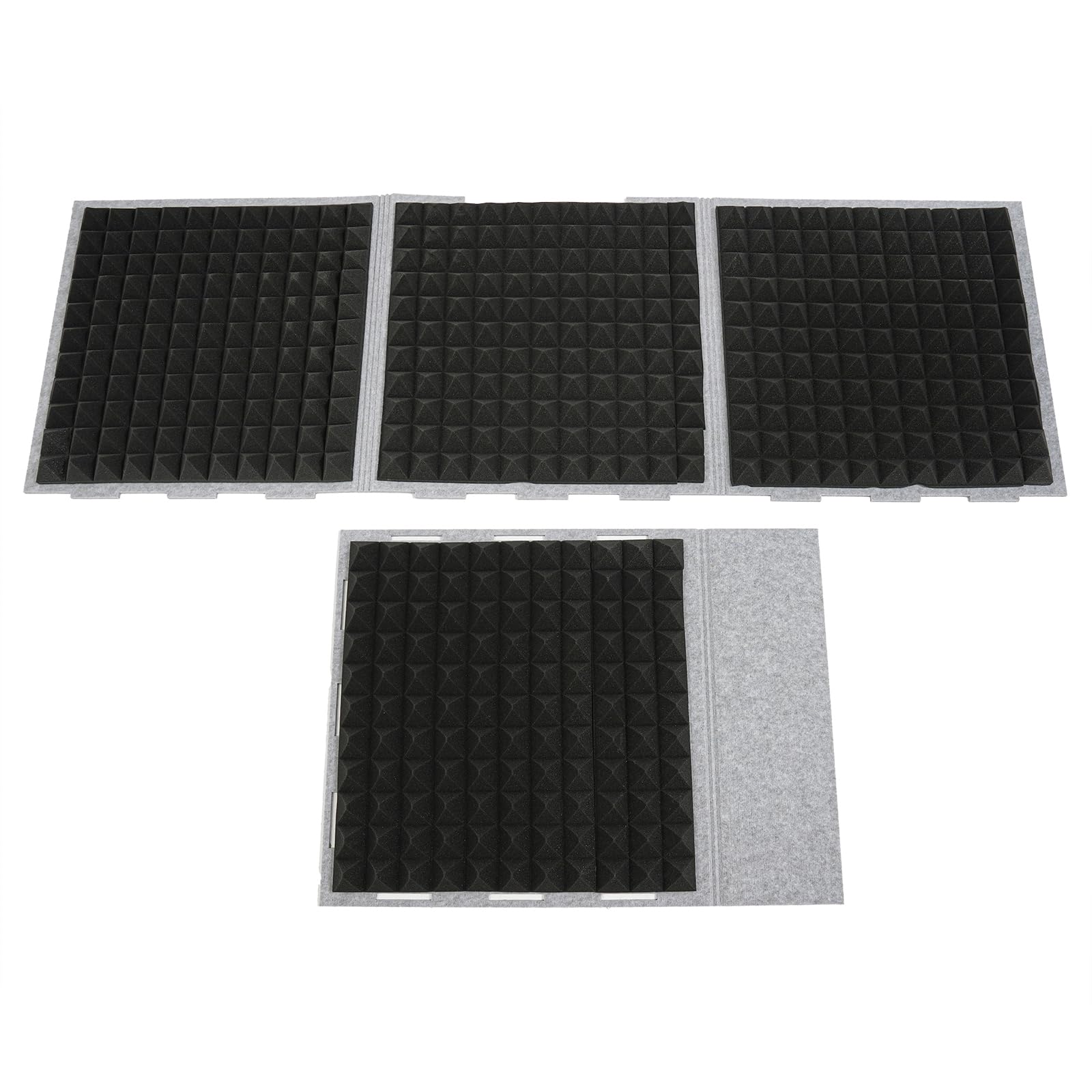 Tragbare Gesangskabine 60x60x60 cm, Desktop Recording Studio mit 50 mm Akustikschaum & Polyesterfaser, faltbar Aufnahmestudio für Podcast/Voice/Over-Streaming (Grau+Schwarz)