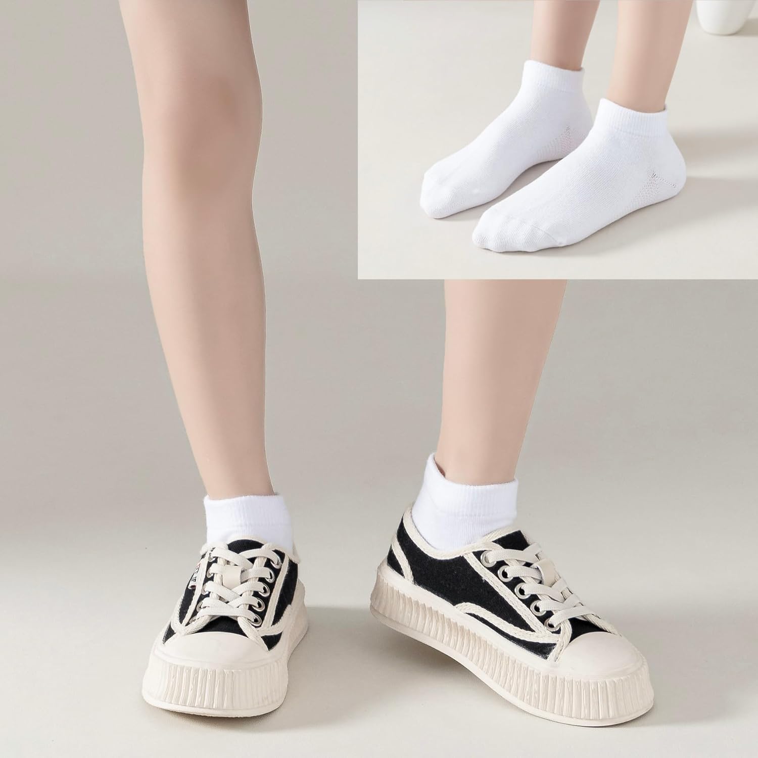 Girls Seamless Socks Low Cut Ankle Socks Boys Kids No Show White Cotton Sock