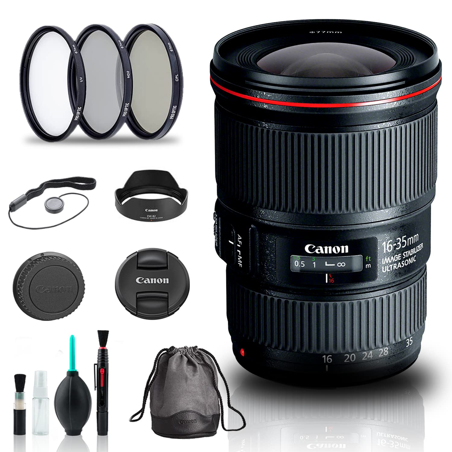 Canon EF 16-35mm f/4L is USM Lens (9518B002) + Filter Kit + Cap Keeper + Cleaning Kit + More (Renewed)