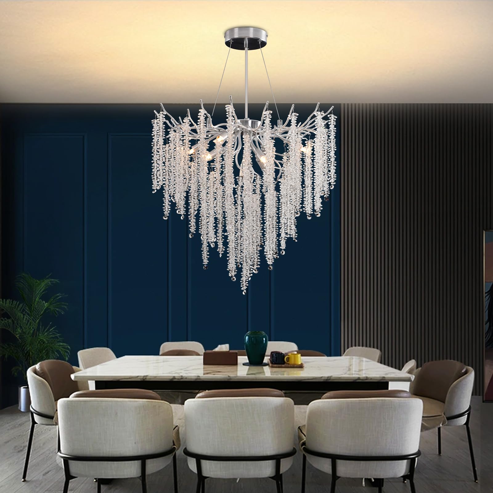 Lámpara de Araña Moderna de Cristal, Lámpara de araña de cristal con forma de rama de árbol para Comedor, Dormitorio, Sala de Estar