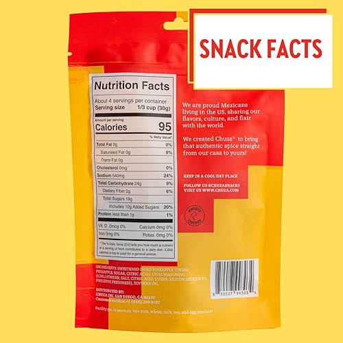 Miniatura 2 de CHUZA Bocaditos de piña con chile seco, piña seca picante, caramelo mexicano con chile y piña especiada, bocadillos con sabores reales de frutas