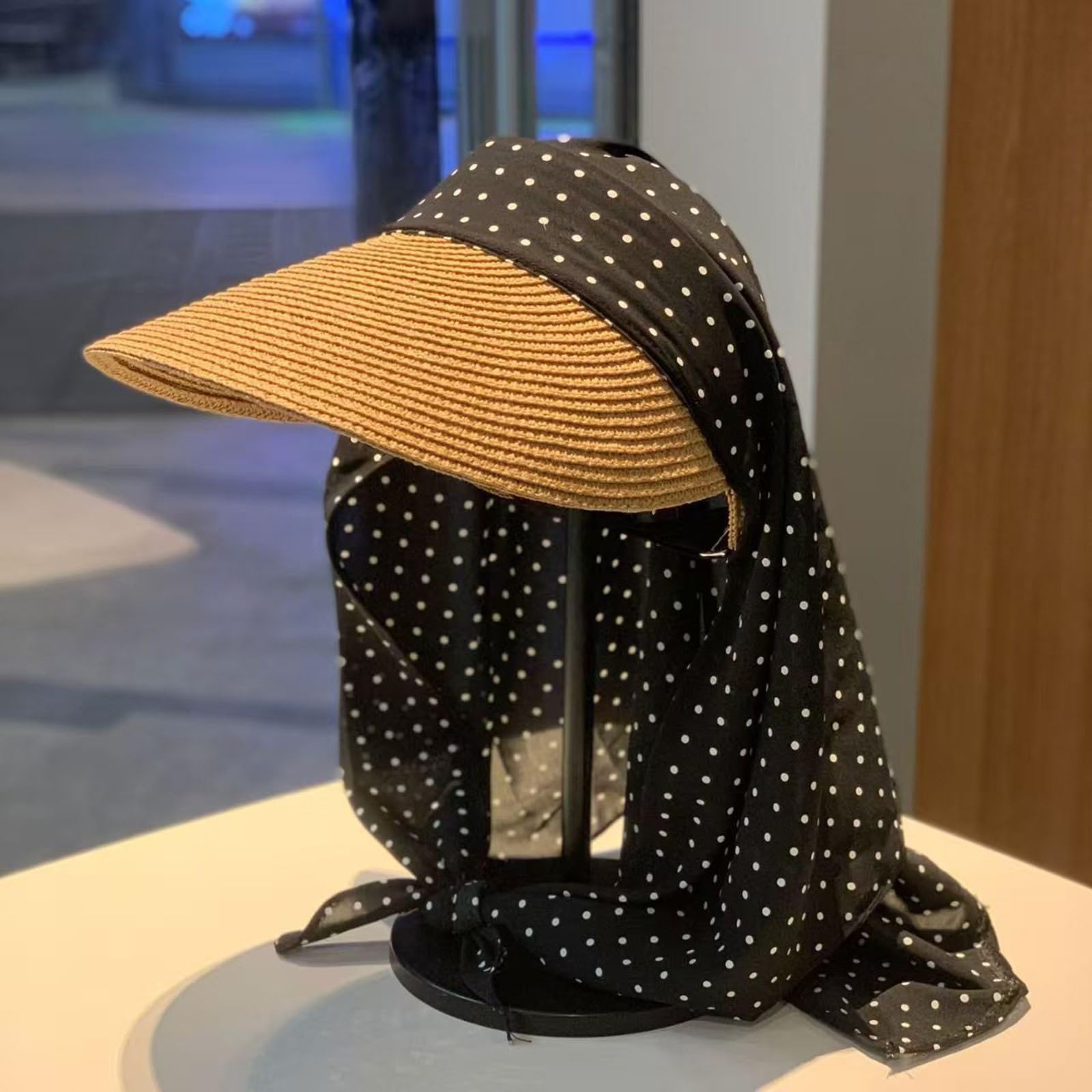 Elegante sombrero de paja para bufanda, cómodo al aire libre, viajes, fotografía, playa, vacaciones, bufanda