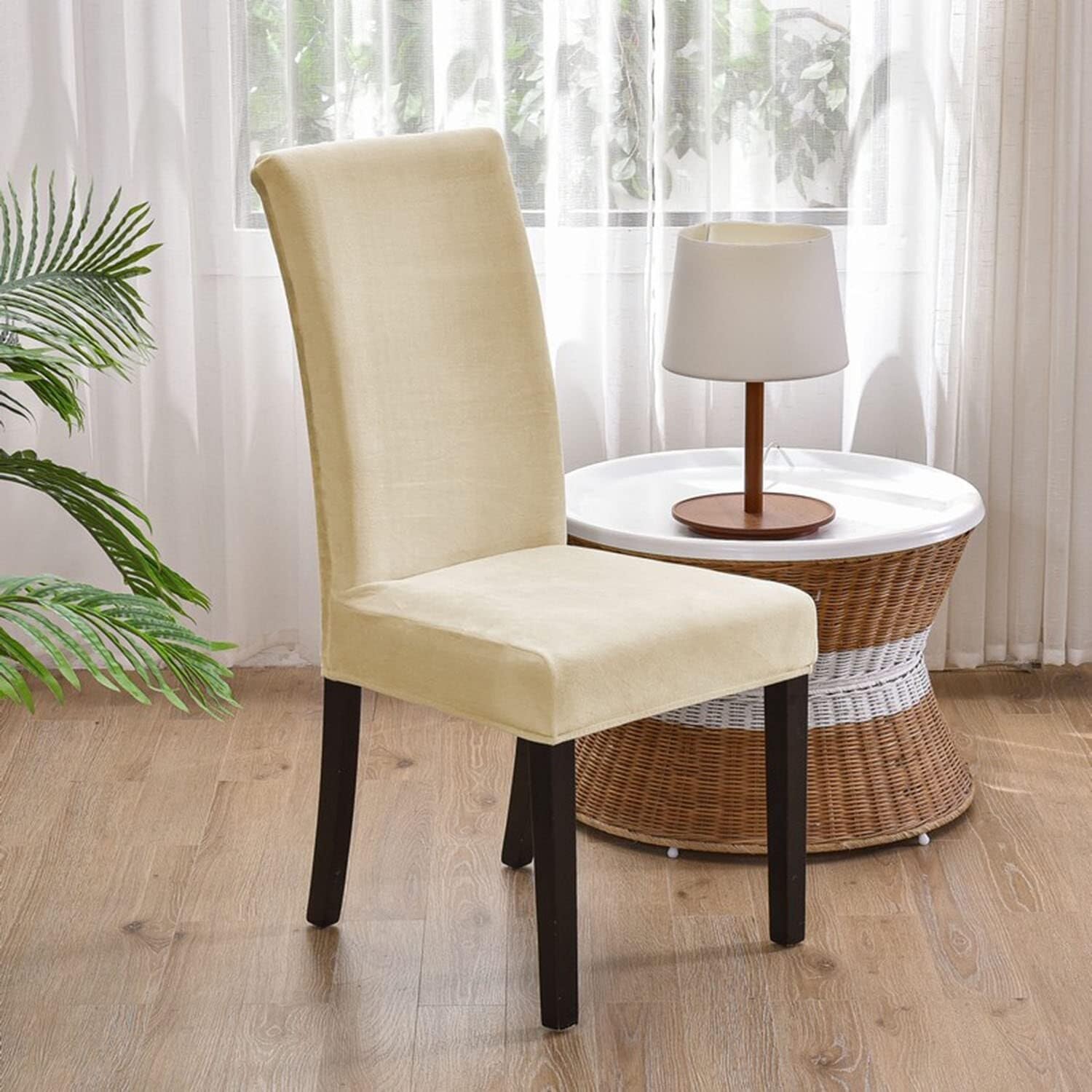 NMVAWIPT Luxury Velvet Dining Room Chair Covers, Stretchable Slipcovers With Elastic Band, 2 Pack Universal Fit(21#)