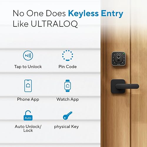Miniatura 3 de ULTRALOQ Bolt NFC, el primer bloqueo inteligente del mundo con llave de inicio Apple y Android NFC Tap para desbloquear, cerrojo Wi-Fi integrado,