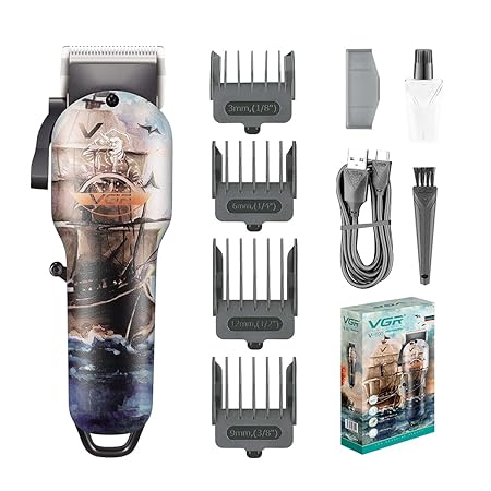 VGR V-690 Salon Series Professional Cordless Hair Clippers Electric Hair Cutter Machine Kit Rechargeable Wireless Hair Grooming Trimmers Set, Rechargeable Li-ion Battery 1400mAh 150 minutes Runtime