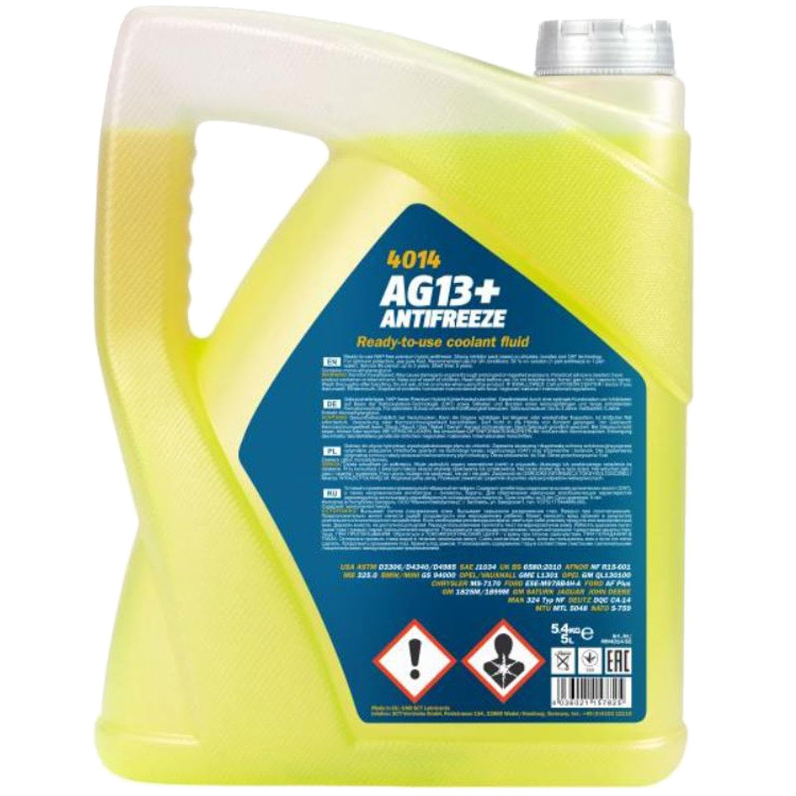 SCT Germany 4x Kühlerfrostschutz (20 L) | AG13 Gelb (fertigmischung bis 40°C), Kühlerfrostschutz
