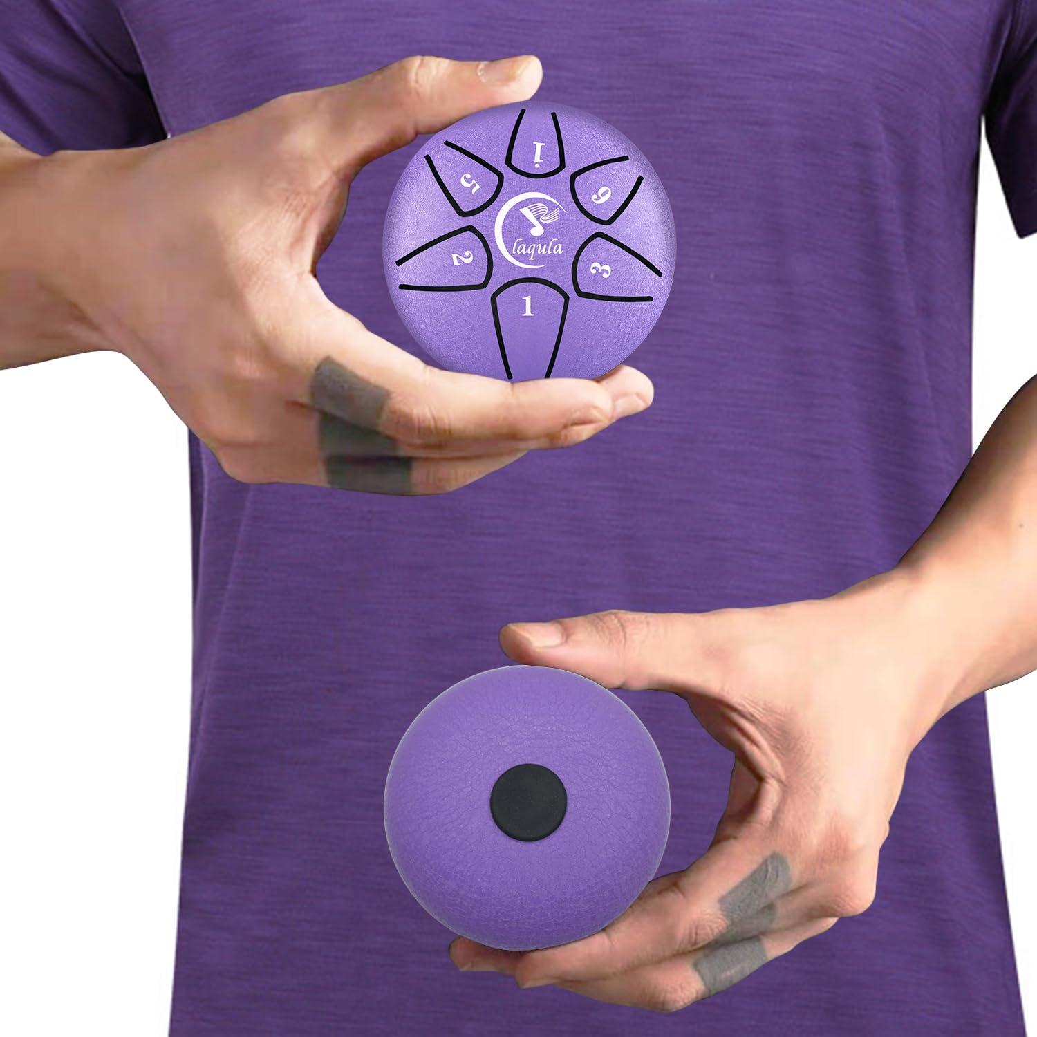 Tambour en Acier Langue 6 Pouces 8 Notes Tambour à Main Tambour à Disque Percussions Avec Livre De Musique Baguette Méditation Yoga Divertissement Musique Education Bagage à Main (Violet)