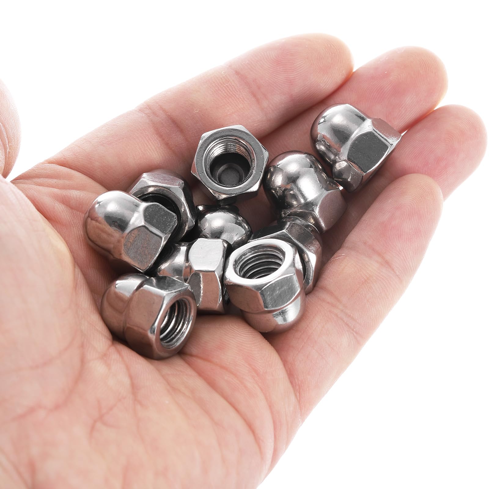 Sourcing Map Eichelmuttern 3/8-16 - 10 Stück Edelstahl Silber