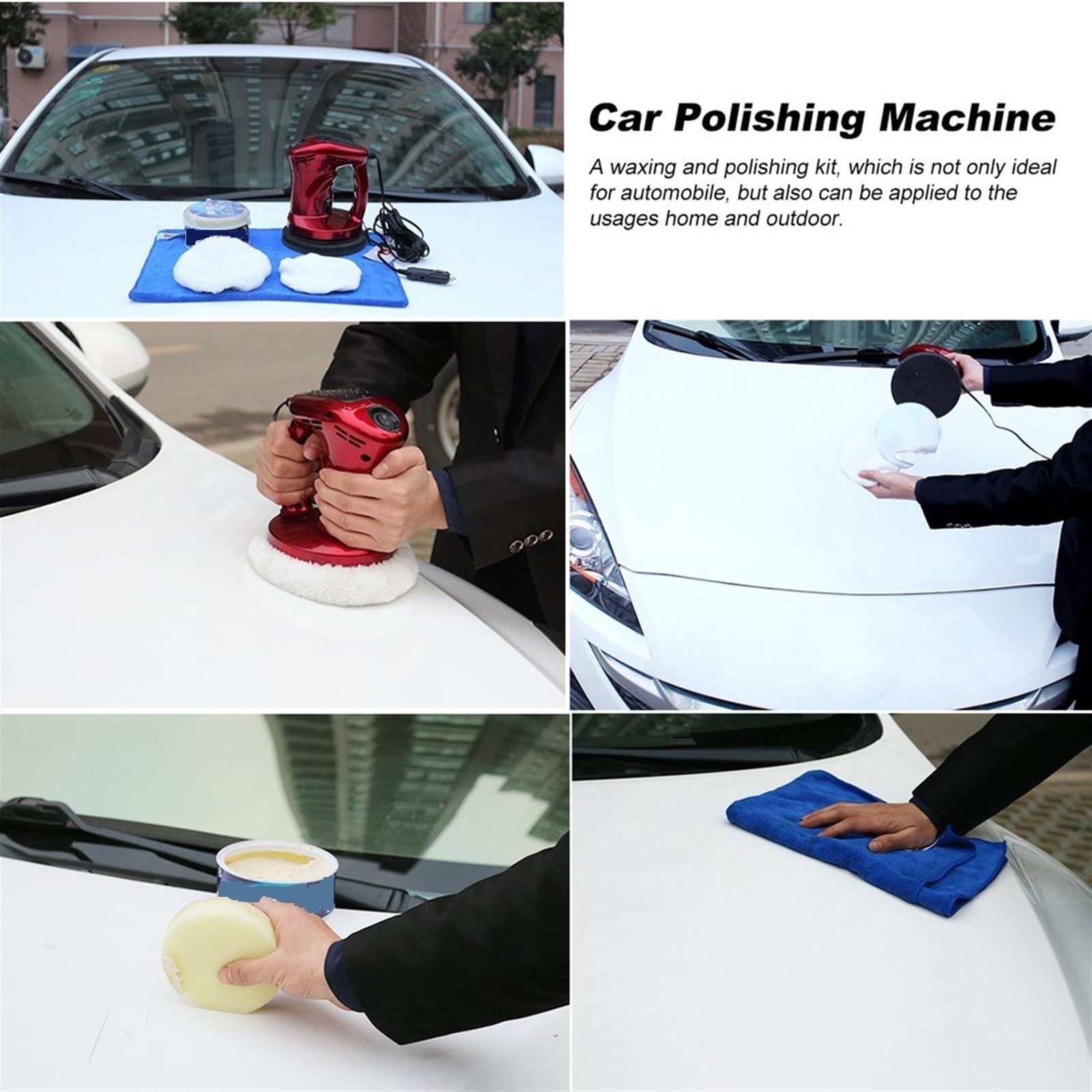 CKKNILV Polisher Electric Sander 12V 80W Portable Auto Vehicle Polisher Car Polishing Machine Waxed Buffer Waxer Cleaner Tools Kit for Car Boat Polishing Waxing