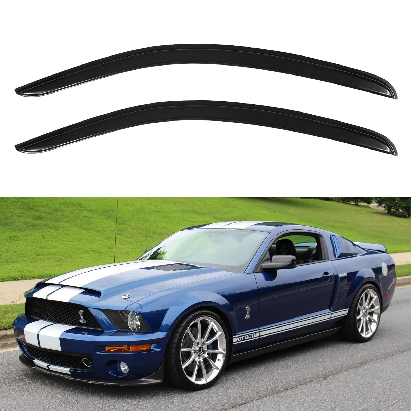 Window Visors Rain Guards Shield for 2005-2009 Ford Mustang, Out-Channel Window Wind Deflectors Vent Shades for 05-09 Ford Mustang