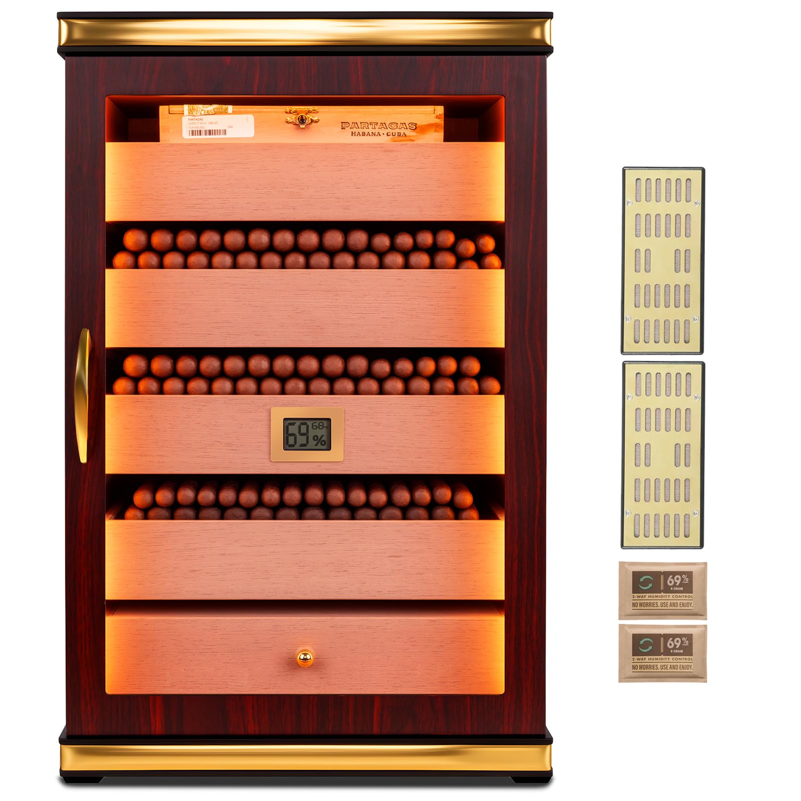 500-Count Cigar Humidor Cabinet with Digital Hygrometer, Gift Set