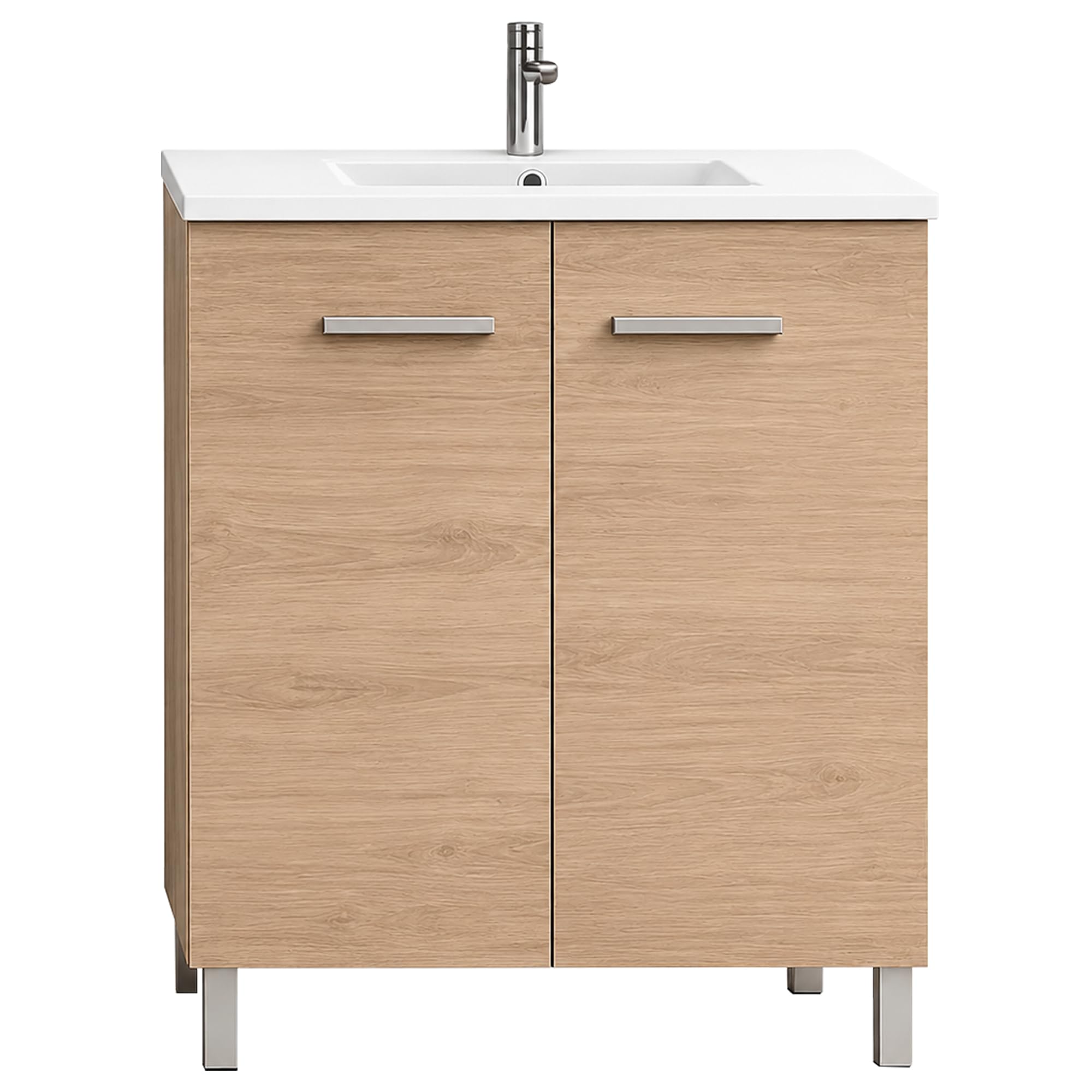 Mueble Baño 80cm Lavabo Baño No Incluye Espejo | Bajo Lavabo Compacto Preinstalado de Fábrica · Lavabo con Pie de Porcelana Ideal