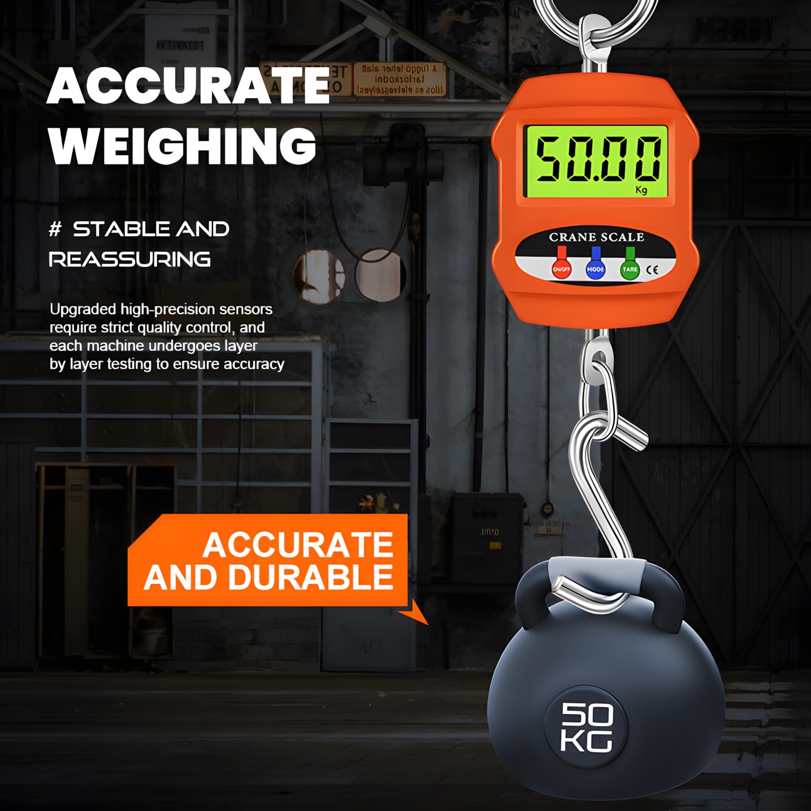Balance Numérique Suspendue 300 kg (660 lb), Balance à Bagages Numérique avec Crochet, Balance électronique pour Grue avec écran LCD pour Grue en Aluminium pour L'agriculture la Viande