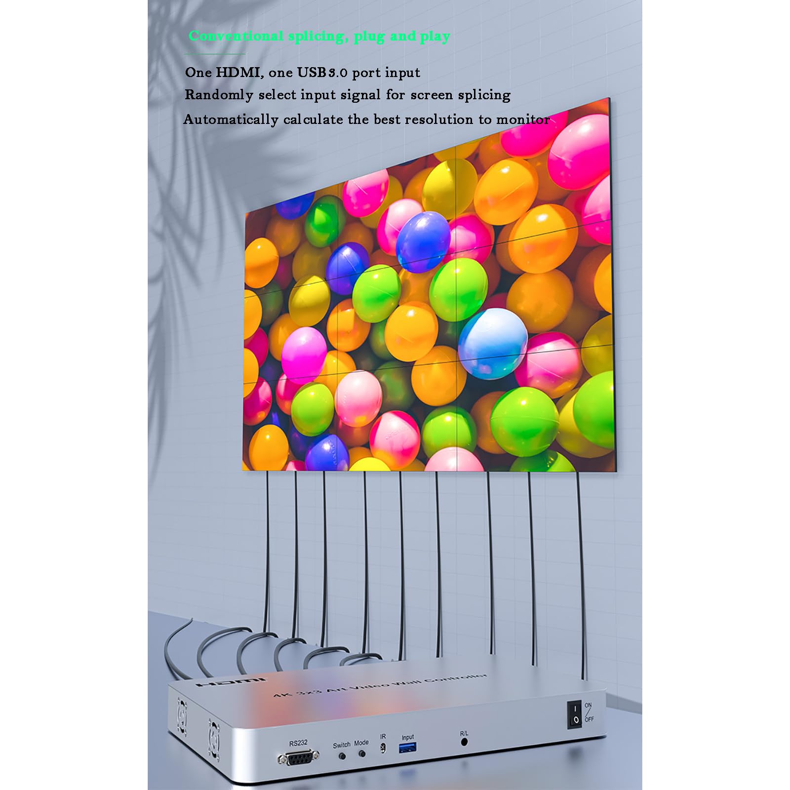 4K 3×3 TV-Spleißbox, Speziell Geformter 9-Kanal-Video-Spleißer, Frei Künstlerisches Spleißen Über Software Erstellen Und Mehrere HDMI/USB3.0-Schnittstellengeräte Unterstützen