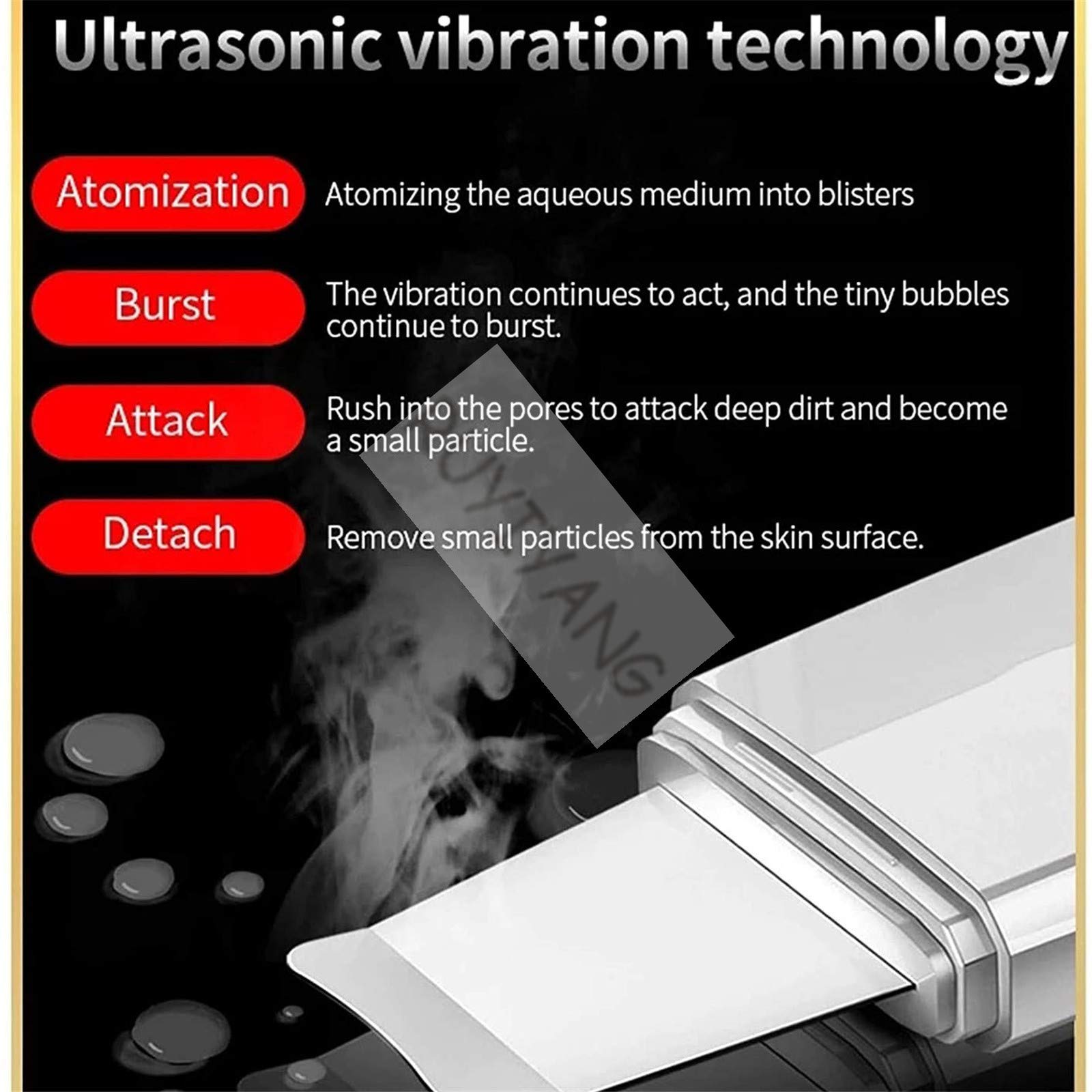 Fregador facial - limpieza por ultrasonidos de la cara, raspador para eliminar el cuidado de la piel de las espaldas negras cachondas