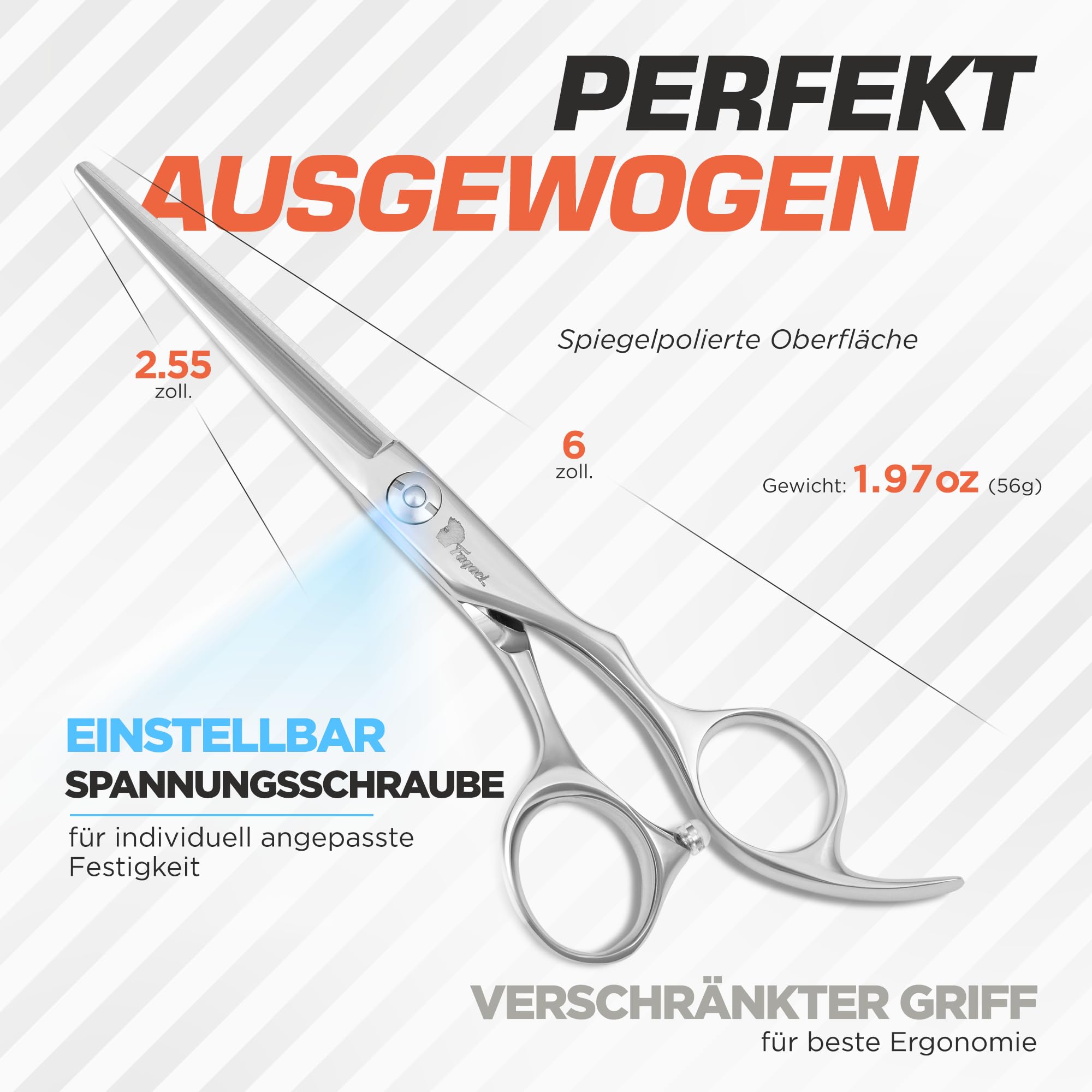 Fagaci Haarschneideschere Profi 6" 440C-Stahl Friseurschere Professionell Feiner Schnitt