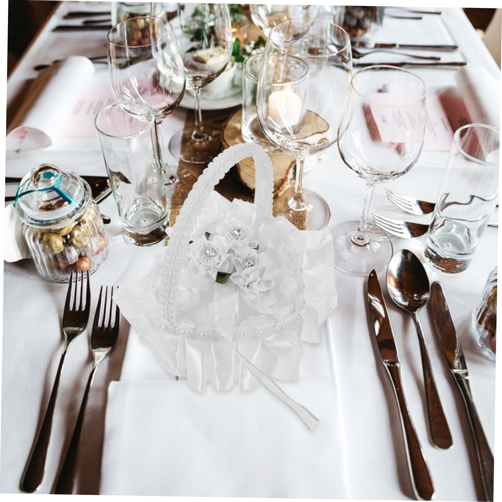 Ciieeo Heart-Shaped Lace Ring Pillow Wedding Ring Holder Box Engagement Box for Wedding Decor