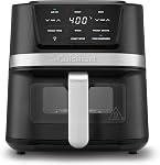Friteuse à air Cuisinart, friteuse compacte de 2,6 litres avec 3 fonctions de cuisson pour friteuse à air, rôtir et cuire, 3 préréglages de friteuse à air, pièces lavables au lave-vaisselle, AIR-80, acier inoxydable et noir