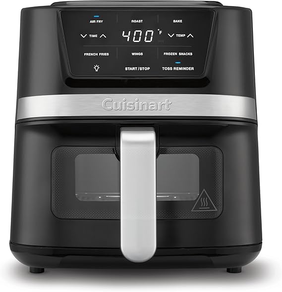 Cuisinart Air Fryer Oven, 2.6-Qt Basket Stainless Steel Air Fryer, Kitchen Dishwasher-Safe Parts with 3 Presets to Roast, Bake, & Air Fry, Quick & Easy Electric Fryer Meals, AIR-80