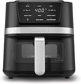 Cuisinart Air Fryer, 2.6-Quart Compact Basket Fryer with 3 Cooking Functions to Air Fry, Roast, and Bake, 3 Airfryer Presets, Dishwasher-Safe Parts, AIR-80, Stainless Steel & Black