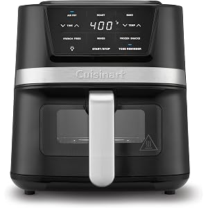 Cuisinart Air Fryer, 2.6-Quart Compact Basket Fryer with 3 Cooking Functions to Air Fry, Roast, and Bake, 3 Airfryer Presets, Dishwasher-Safe Parts, AIR-80, Stainless Steel & Black