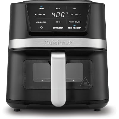 Cuisinart Air Fryer, 2.6-Quart Compact Basket Fryer with 3 Cooking Functions to Air Fry, Roast, and Bake, 3 Airfryer Presets, Dishwasher-Safe Parts, AIR-80, Stainless Steel & Black