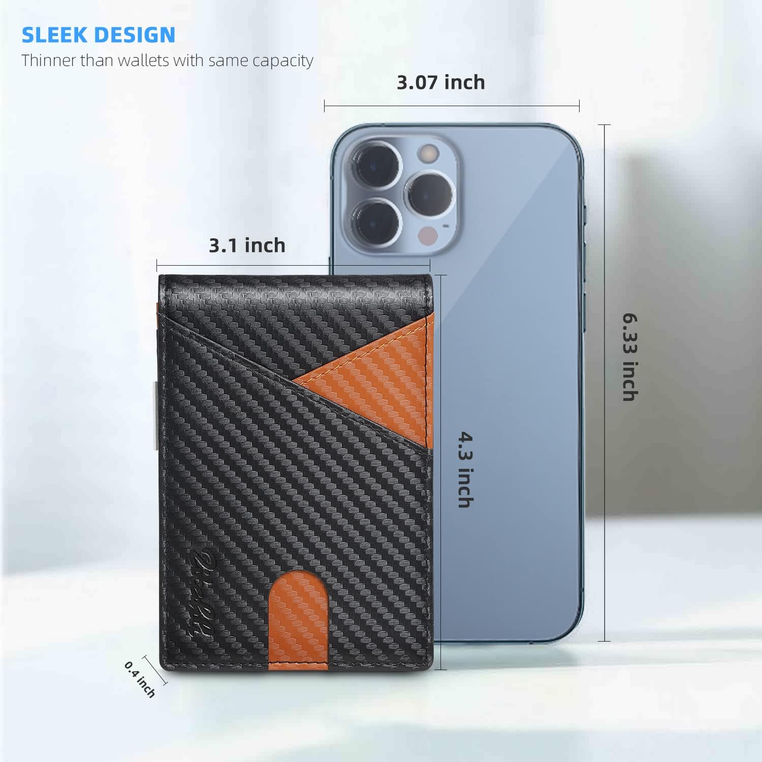 Zitahli Wallet for Men - with Money Clip Slim Leather Slots Credit Card Holder RFID Blocking Bifold Minimalist Wallets with Gift Box - Image 3