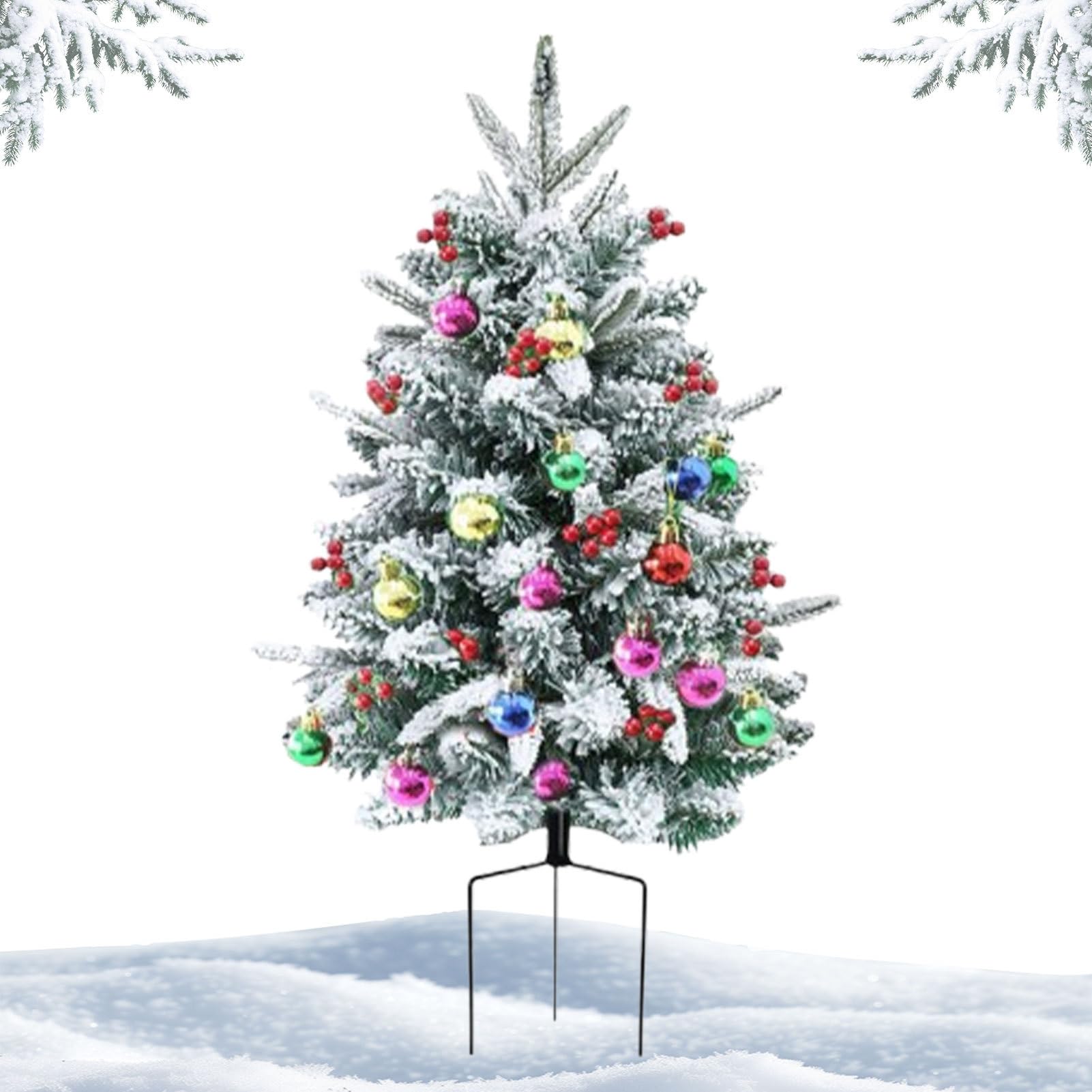 Albero di Natale da 75 cm, riempito per vasi floreali | Albero di Natale con luci integrate per giardino, portico, appartamenti e casa, festa della mamma e sentieri