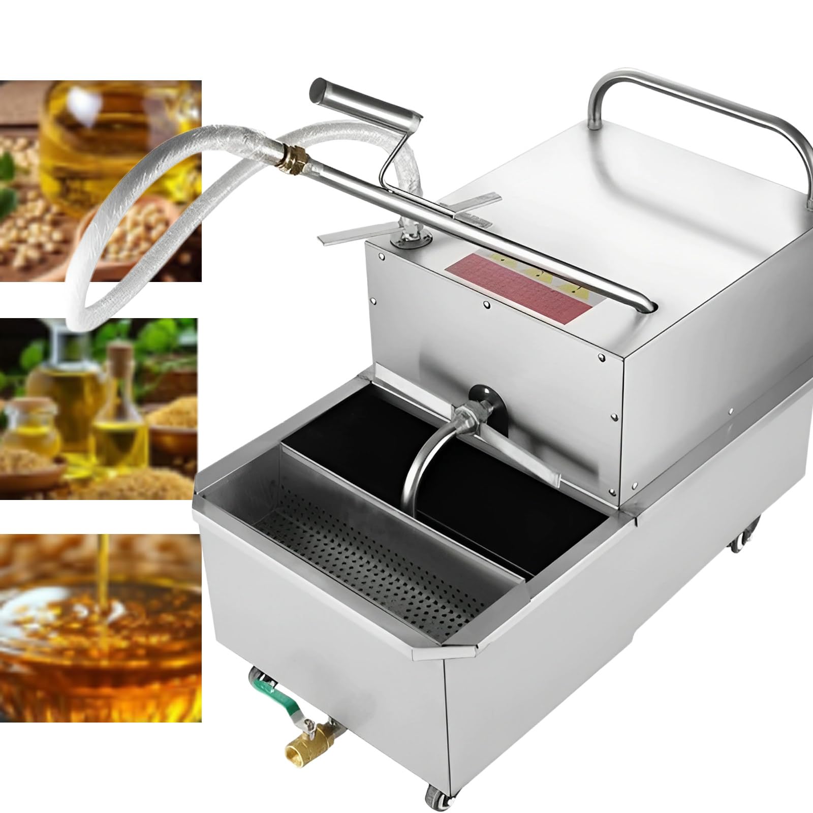 AYCDL Commercial Fryer Oil Filter System, Stainless Steel Oil Filtration System with Cart and Filter Papers