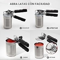 Vista 7 de Zulay Kitchen Abrelatas manual de acero inoxidable resistente con abridor de botellas, abrelatas manual a prueba de óxido con perilla giratoria
