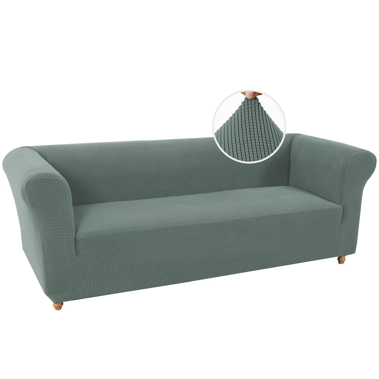 BXFUL Stretch Chesterfield Sofa Cover 1 Piece Couch Cover for Living Room Soft Non-Slip Sofa Slipcover Furniture Protector for Dogs Feature Thick Jacquard Fabric (Sofa,Gray Green) — image 1