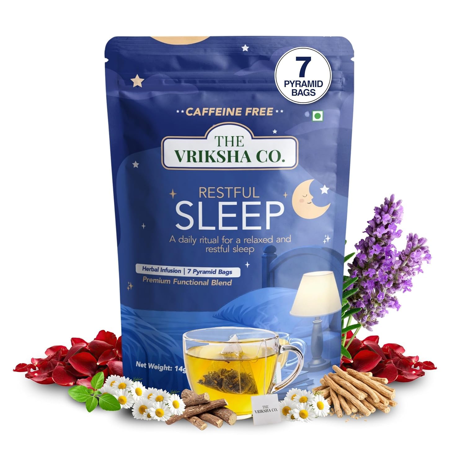 The Vriksha Co. Happy Gut Green Tea for Weight Loss, Gas, Heaviness, Bloating, Digestion, & Metabolism | Ashwagandha, Lemon Grass, Tulsi, Turmeric | 7 Plant-Based Pyramid Tea Bags (14g) | Herbal Tea | Trial Pack — Amazon image 7