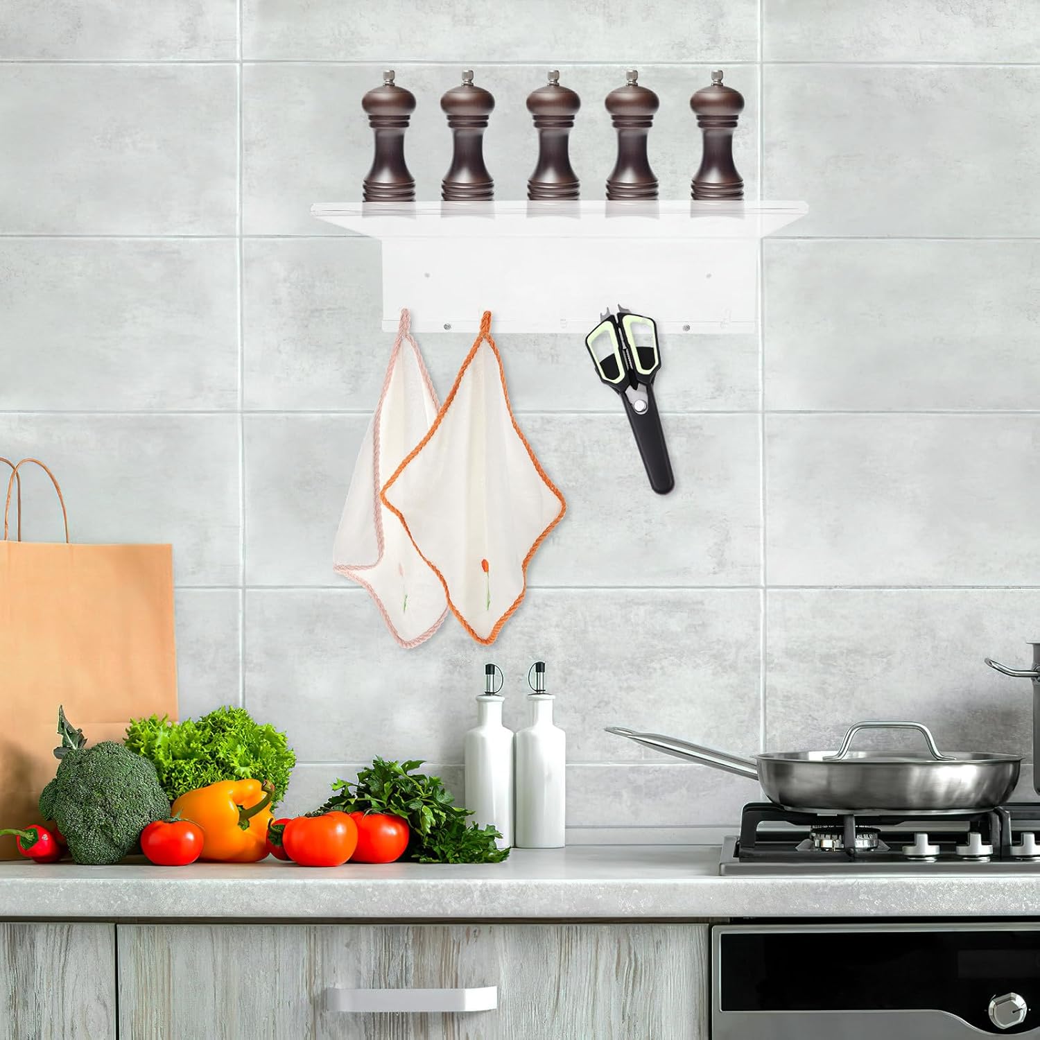 Acrylic Floating Wall Shelves 2pcs Narrow Small Storage Shelf for Bedroom Living Room Kitchen Bathroom Display and Organization