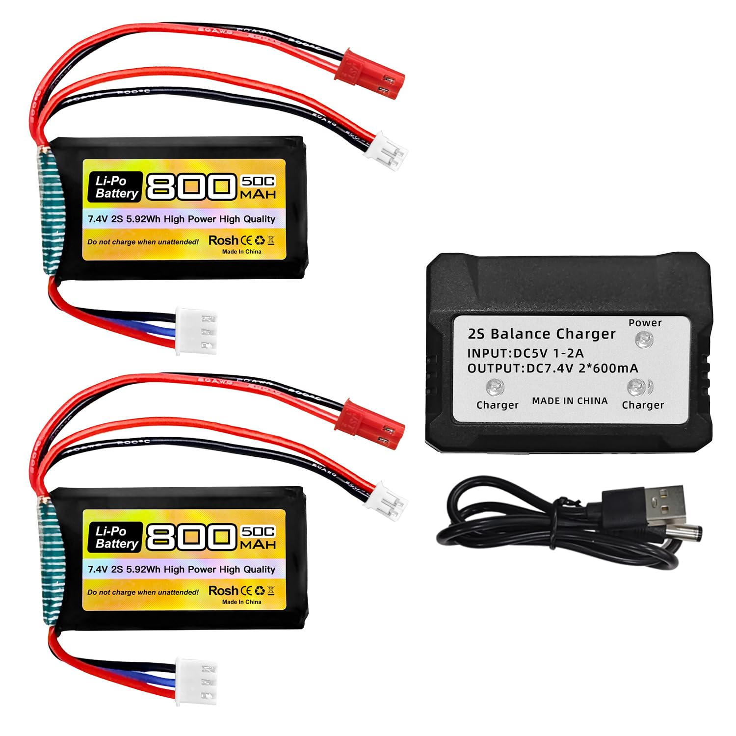 connesse car batterie 2pcs 74v 50c 800mahcharger rc compatible
